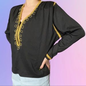 Black & gold embellished long sleeve